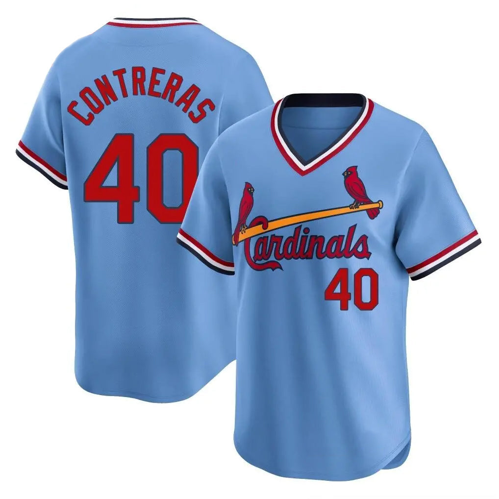 Kdoa St. Louis Cardinals #40 Willson Contreras Player Light Blue Throwback Cooperstown Collection Limited Stitched Jerseys