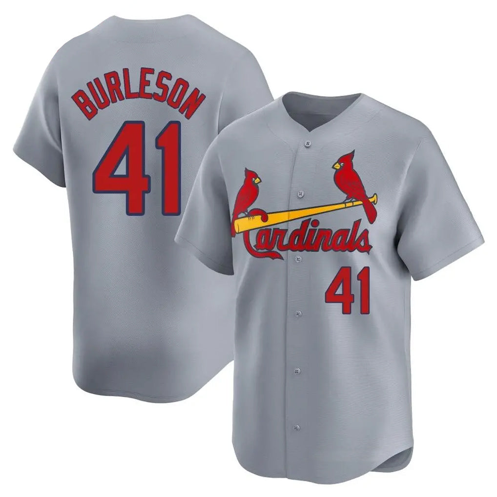 Kdoa St. Louis Cardinals #41 Alec Burlesona Player Gray Home Limited Stitched Jerseys
