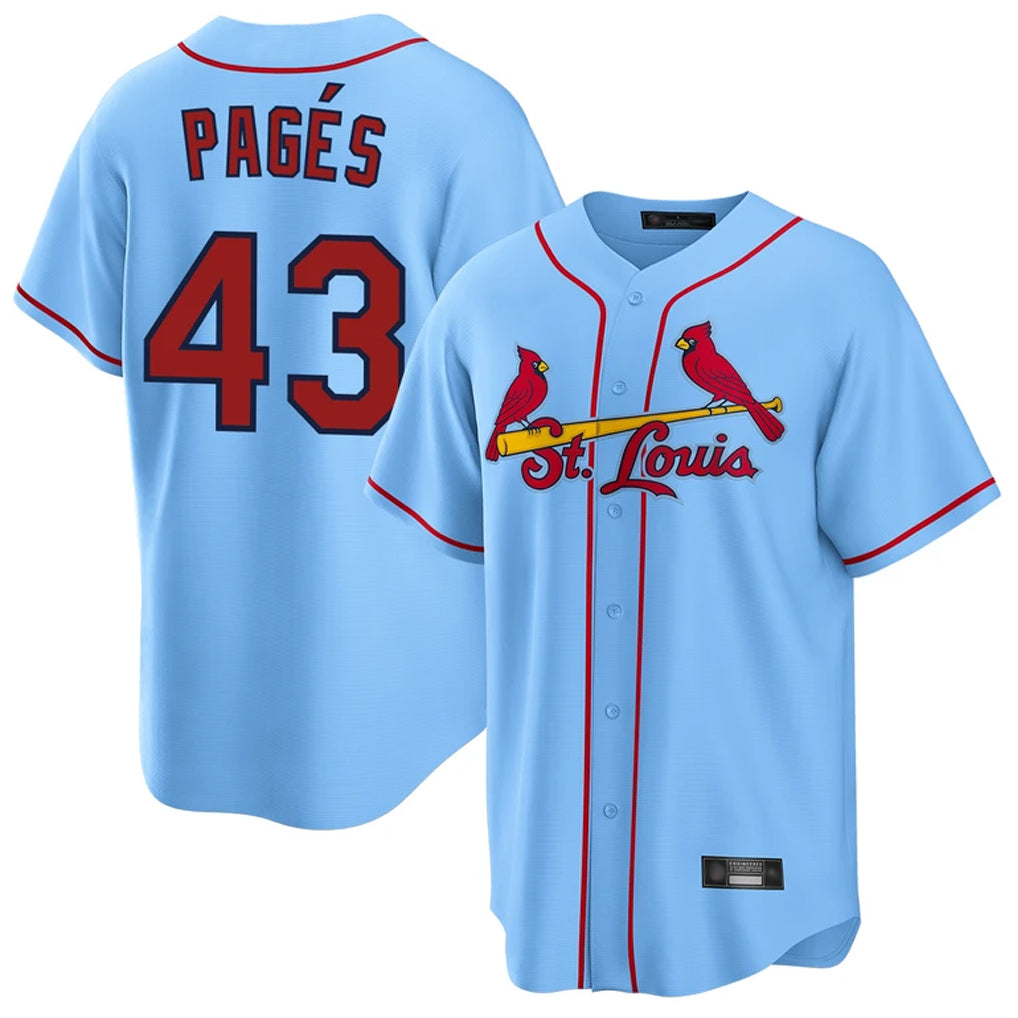 Kdoa St. Louis Cardinals #43 Pedro Pages Player Light Blue Home Game Stitched Jerseys