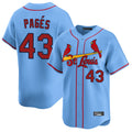 Kdoa St. Louis Cardinals #43 Pedro Pages Player Light Blue Home Limited Stitched Jerseys