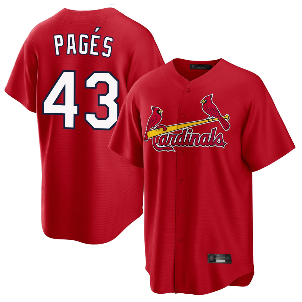 Kdoa St. Louis Cardinals #43 Pedro Pages Player Red Home Game Stitched Jerseys