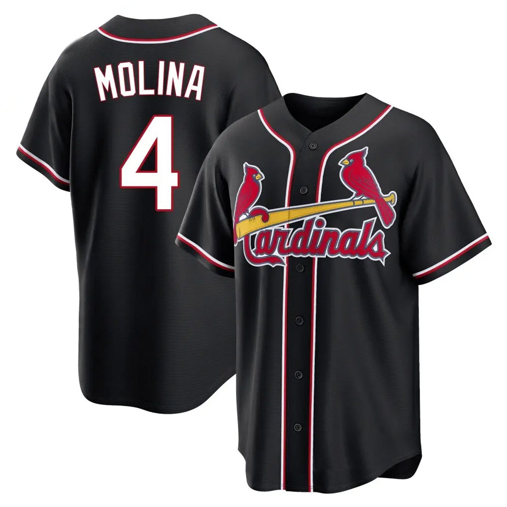 Kdoa St. Louis Cardinals #4 Yadier Molina Player Black Carbon Fashio Game Stitched Jerseys