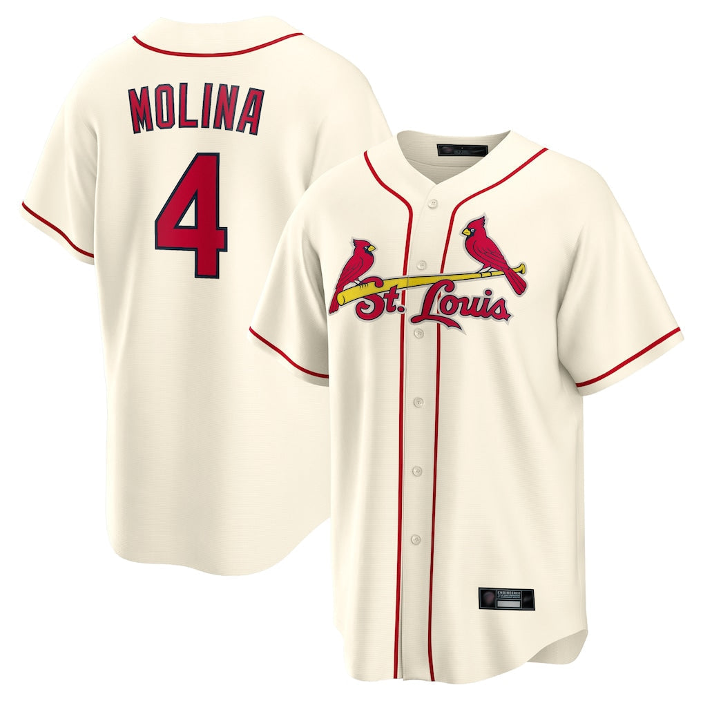 Kdoa St. Louis Cardinals #4 Yadier Molina Player Cream Home Game Stitched Jerseys