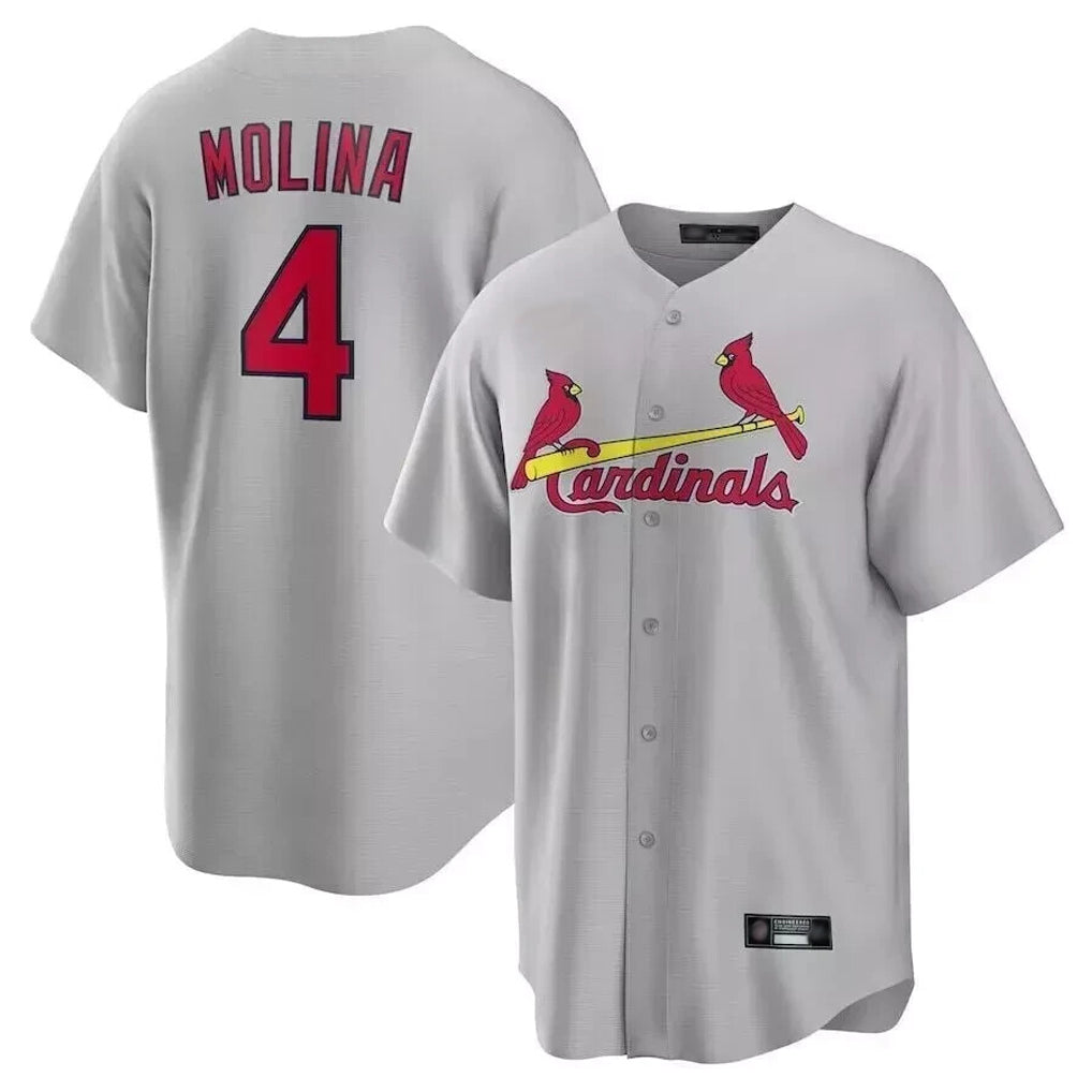 Kdoa St. Louis Cardinals #4 Yadier Molina Player Gray Home Game Stitched Jerseys