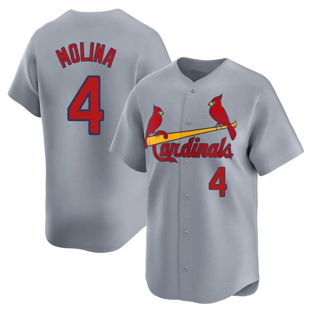 Kdoa St. Louis Cardinals #4 Yadier Molina Player Gray Home Limited Stitched Jerseys