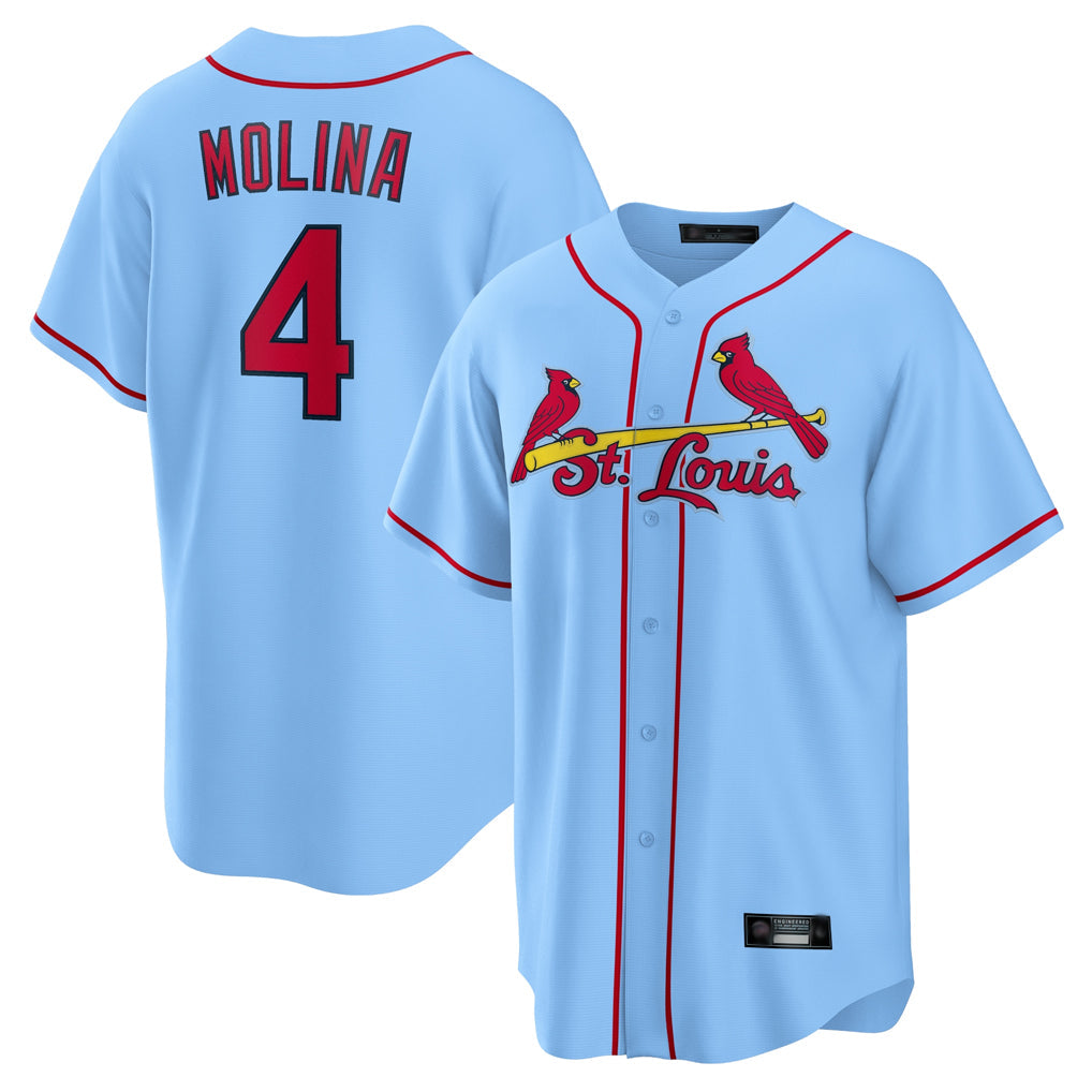 Kdoa St. Louis Cardinals #4 Yadier Molina Player Light Blue Home Game Stitched Jerseys