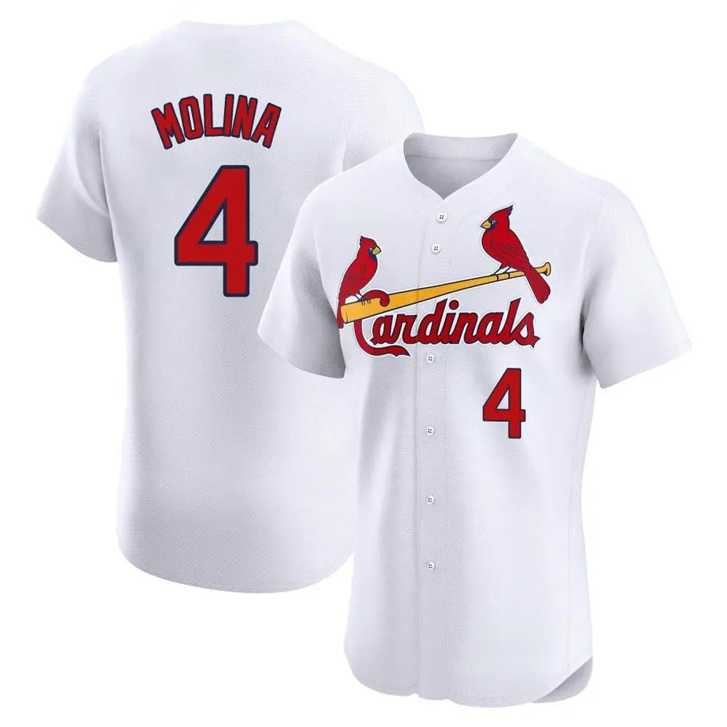 Kdoa St. Louis Cardinals #4 Yadier Molina Player White Home Limited Elite Stitched Jerseys