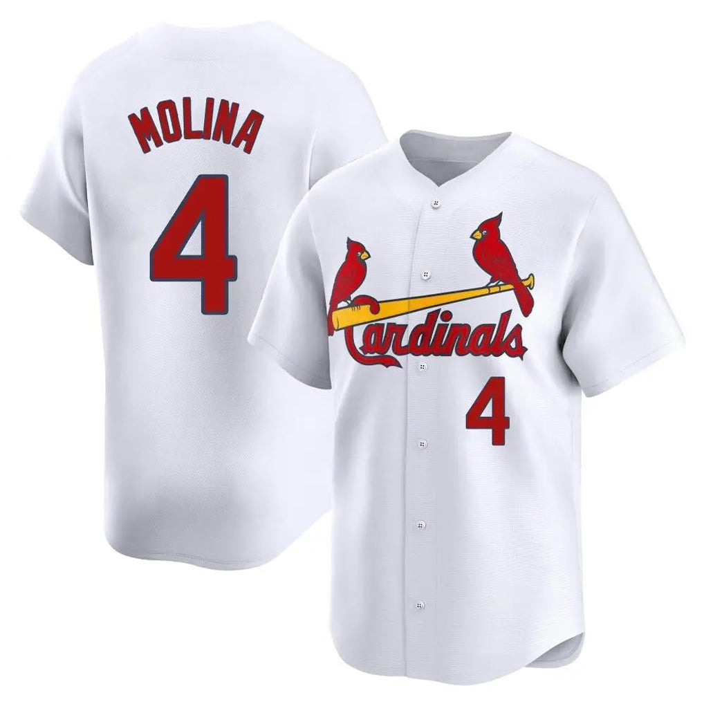 Kdoa St. Louis Cardinals #4 Yadier Molina Player White Home Limited Stitched Jerseys