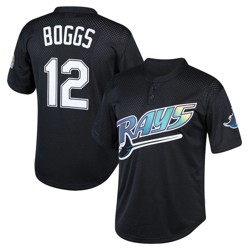 Kdoa TB.Rays #12 Wade Boggs Player Black Mitchell & Ness Cooperstown Collection Mesh Batting Practice Stitched Jerseys