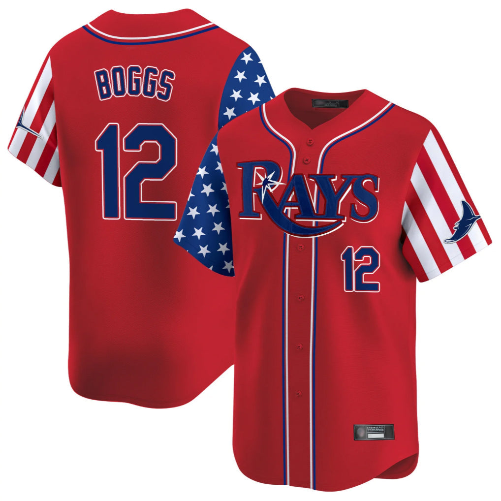 Kdoa TB.Rays #12 Wade Boggs Player Red 2025 Independence Day Vapor Premier Limited Stitched Jerseys