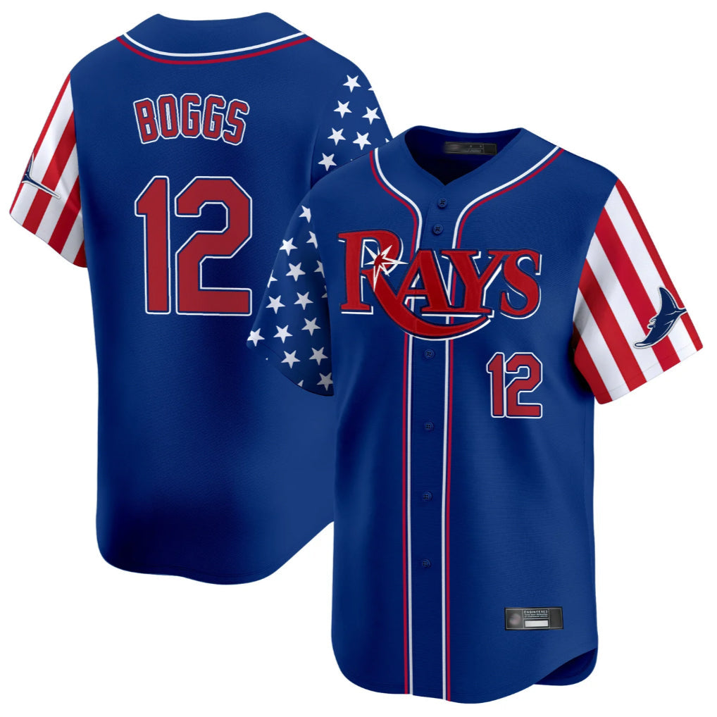 Kdoa TB.Rays #12 Wade Boggs Player Royal 2025 Independence Day Vapor Premier Limited Stitched Jerseys