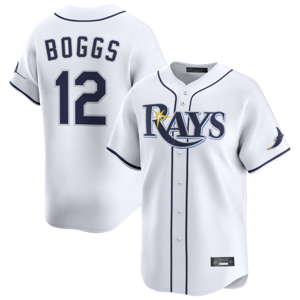 Kdoa TB.Rays #12 Wade Boggs Player White Home Limited Stitched Jerseys