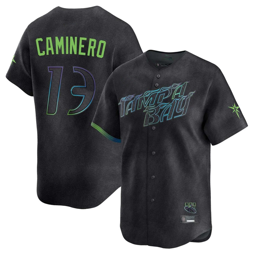 Kdoa TB.Rays #13 Junior Caminero Player Black City Connect Home Limited Stitched Jerseys