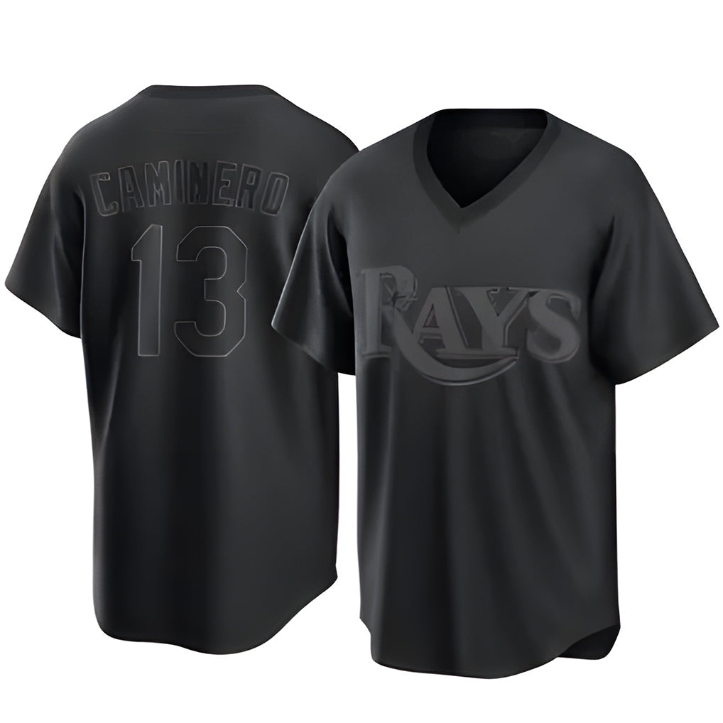 Kdoa TB.Rays #13 Junior Caminero Player Black Home Game Stitched Jerseys