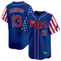 Kdoa TB.Rays #13 Junior Caminero Player Royal 2025 Independence Day Vapor Premier Limited Stitched Jerseys
