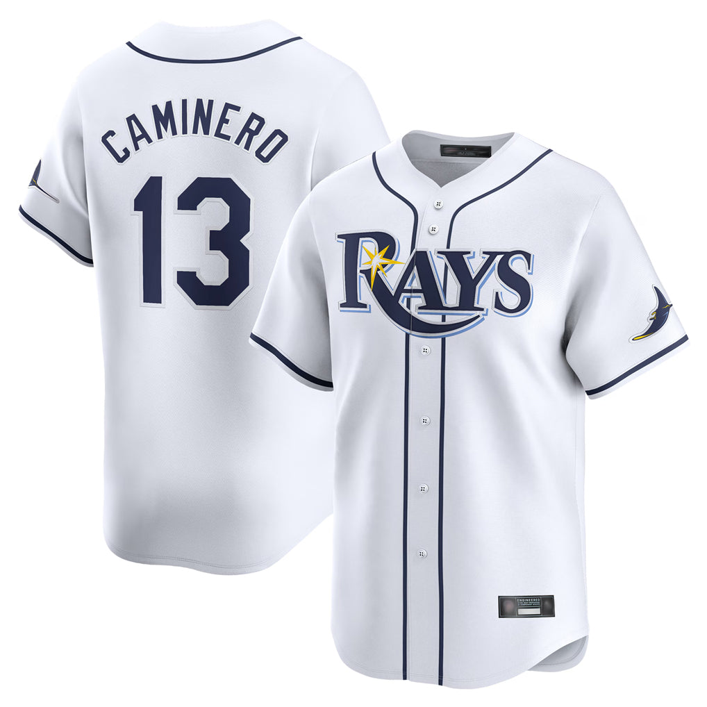 Kdoa TB.Rays #13 Junior Caminero Player White Home Limited Stitched Jerseys