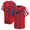 Kdoa TB.Rays #2 Yandy Diaz Player Red 2025 Independence Day Vapor Premier Limited Stitched Jerseys