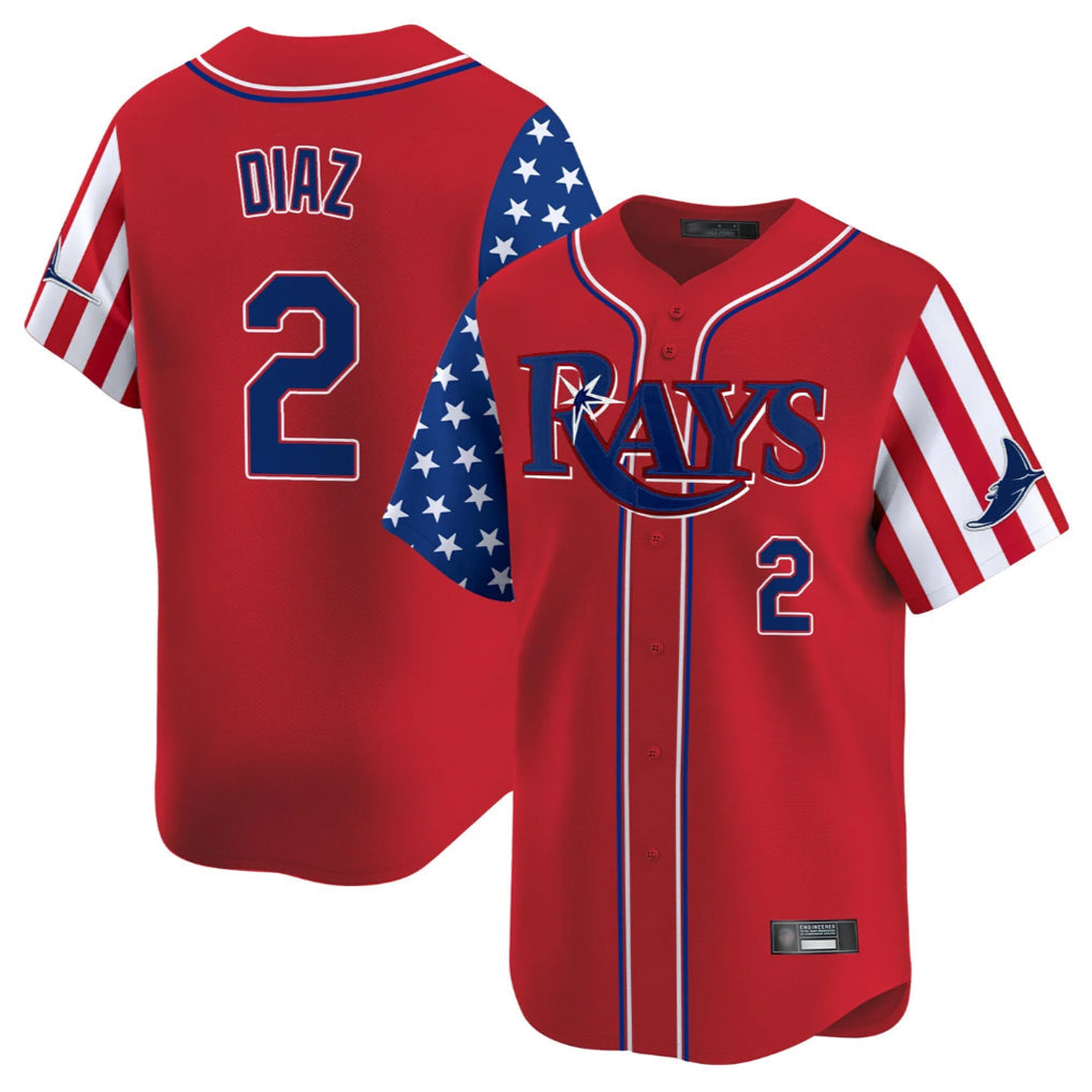 Kdoa TB.Rays #2 Yandy Diaz Player Red 2025 Independence Day Vapor Premier Limited Stitched Jerseys