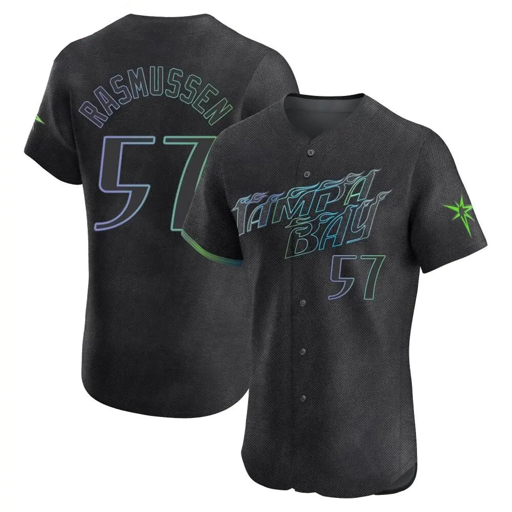 Kdoa TB.Rays #57 Drew Rasmussen Player Black City Connect Home Limited Elite Stitched Jerseys