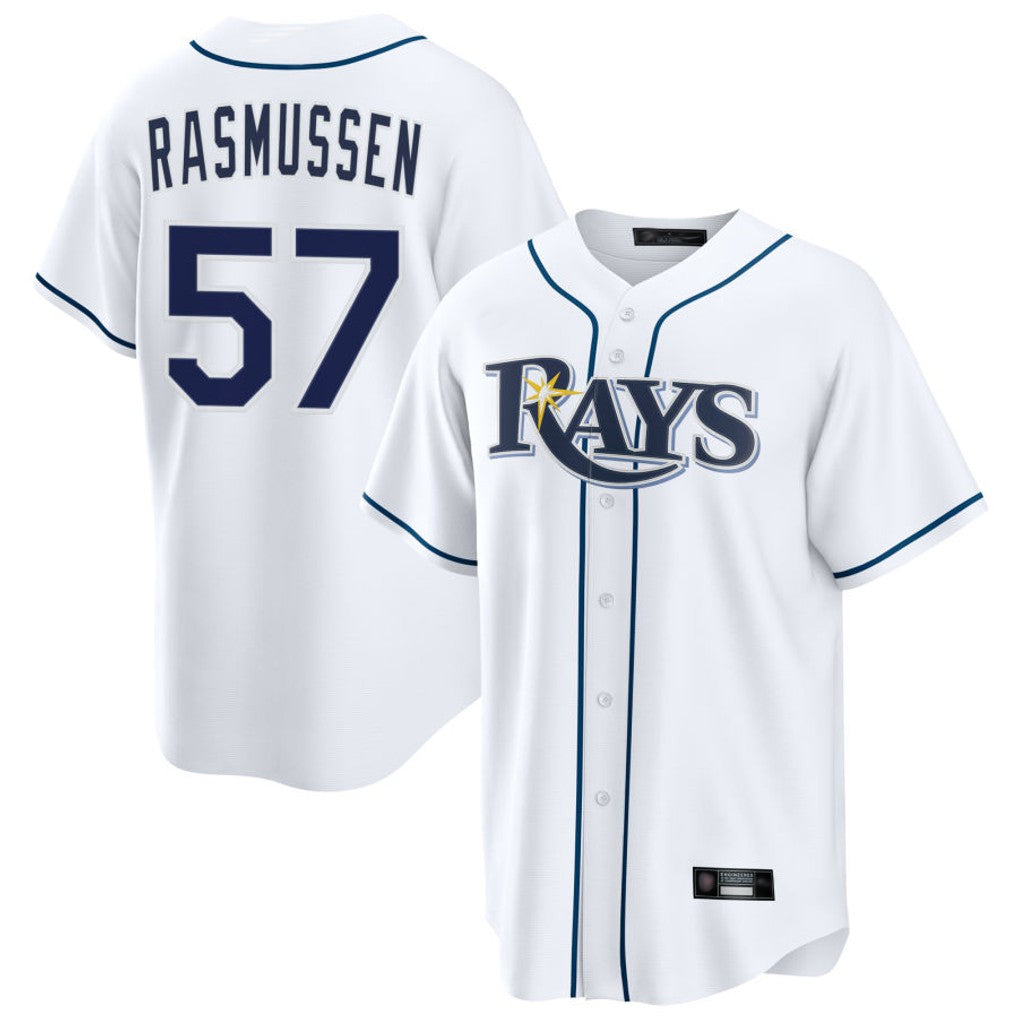 Kdoa TB.Rays #57 Drew Rasmussen Player White Home Game Stitched Jerseys