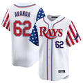 Kdoa TB.Rays #62 Jonathan Aranda Player White 2025 Independence Day Vapor Premier Limited Stitched Jerseys