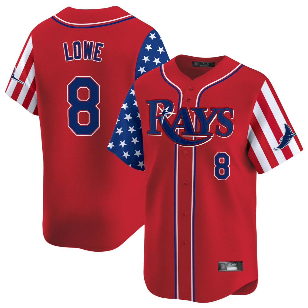 Kdoa TB.Rays #8 Brandon Lowe Player Red 2025 Independence Day Vapor Premier Limited Stitched Jerseys