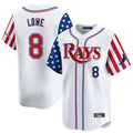 Kdoa TB.Rays TB.Rays #8 Brandon Lowe Player White 2025 Independence Day Vapor Premier Limited Stitched Jerseys