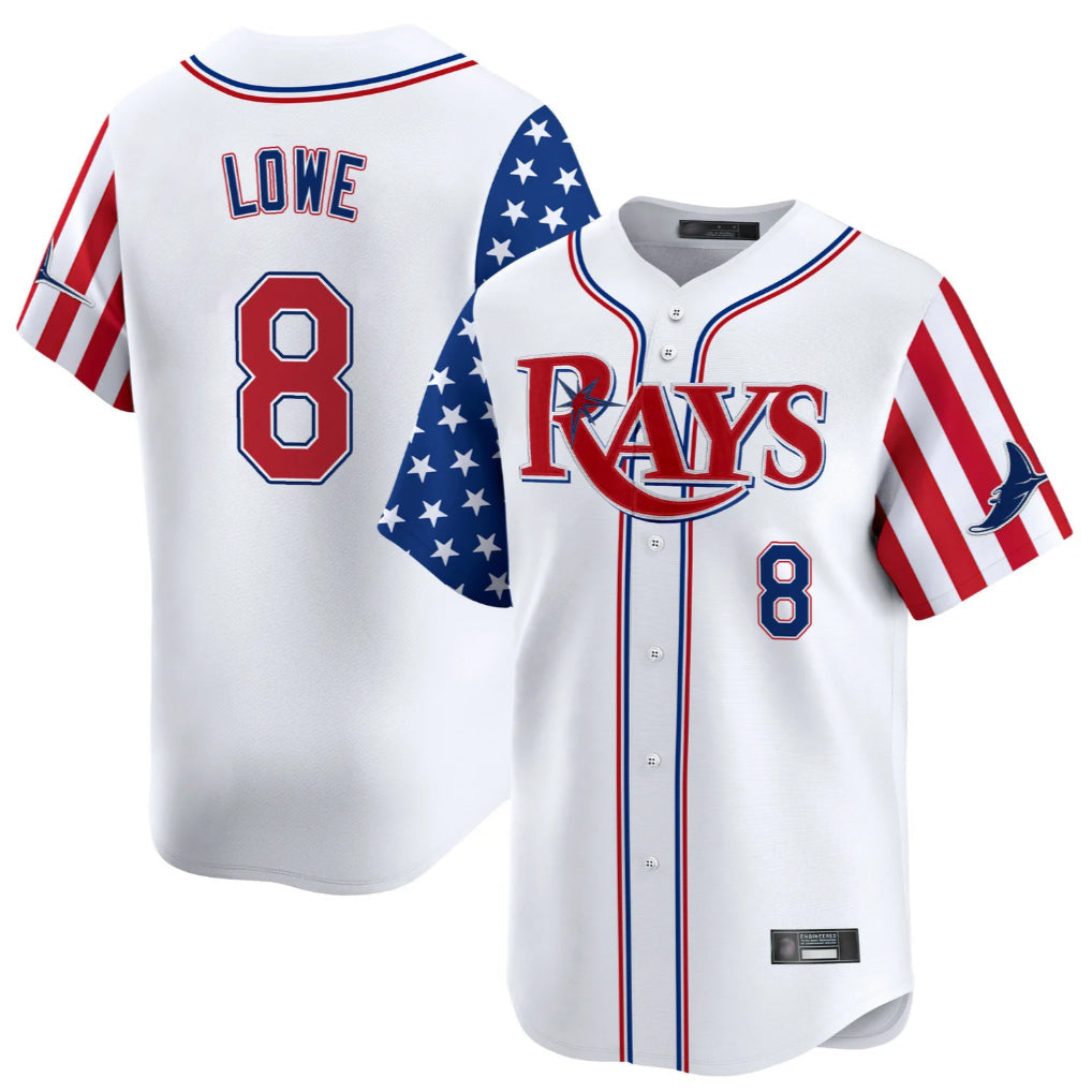 Kdoa TB.Rays TB.Rays #8 Brandon Lowe Player White 2025 Independence Day Vapor Premier Limited Stitched Jerseys