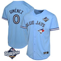 Kdoa T.Blue Jays #0 Andres Gimenez Player Blue 2025 World Series Game Stitched Jerseys