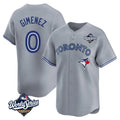 Kdoa T.Blue Jays #0 Andres Gimenez Player Gray 2025 World Series Game Stitched Jerseys
