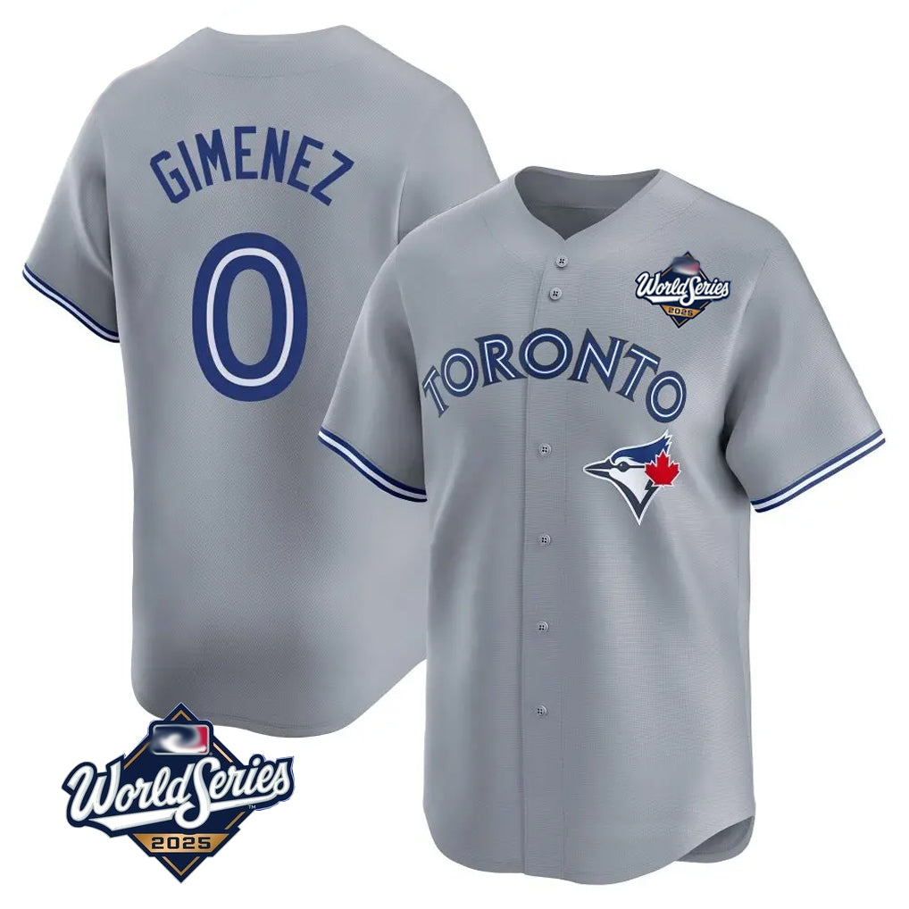 Kdoa T.Blue Jays #0 Andres Gimenez Player Gray 2025 World Series Game Stitched Jerseys