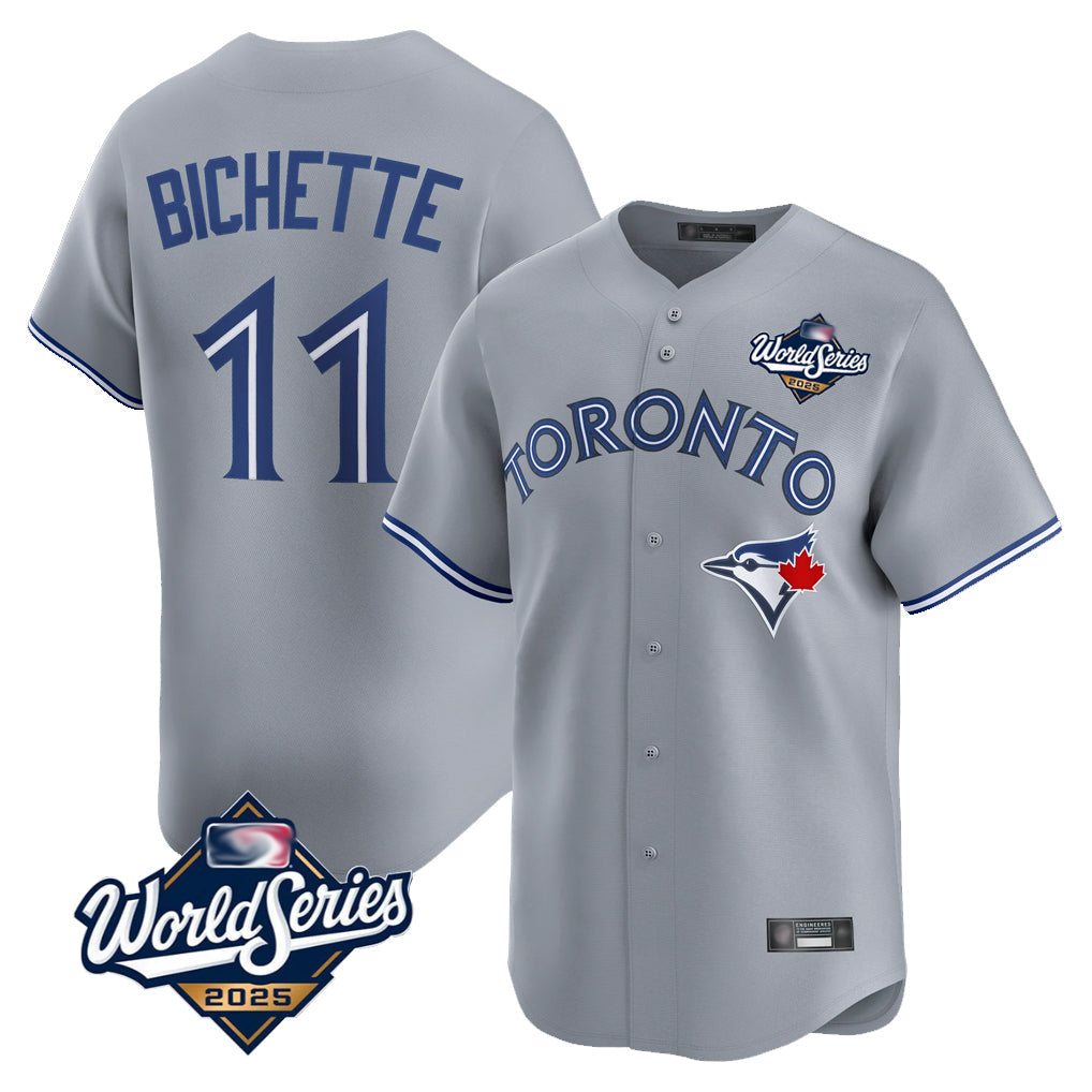 Kdoa T.Blue Jays #11 Bo Bichette Player Gray 2025 World Series Limited Home Stitched Jerseys