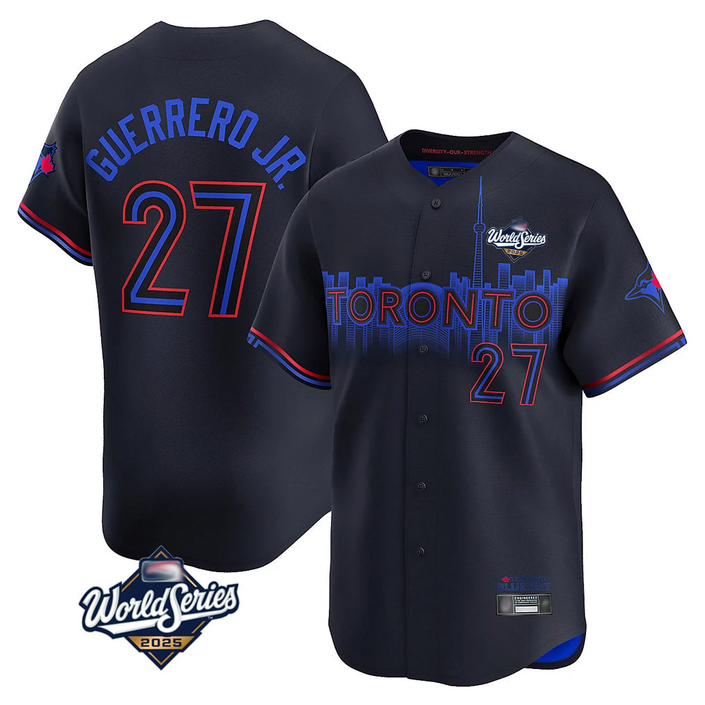 Kdoa T.Blue Jays #27 Vladimir Guerrero Jr Player Black 2025 World Series City Connect Limited Stitched Jersey