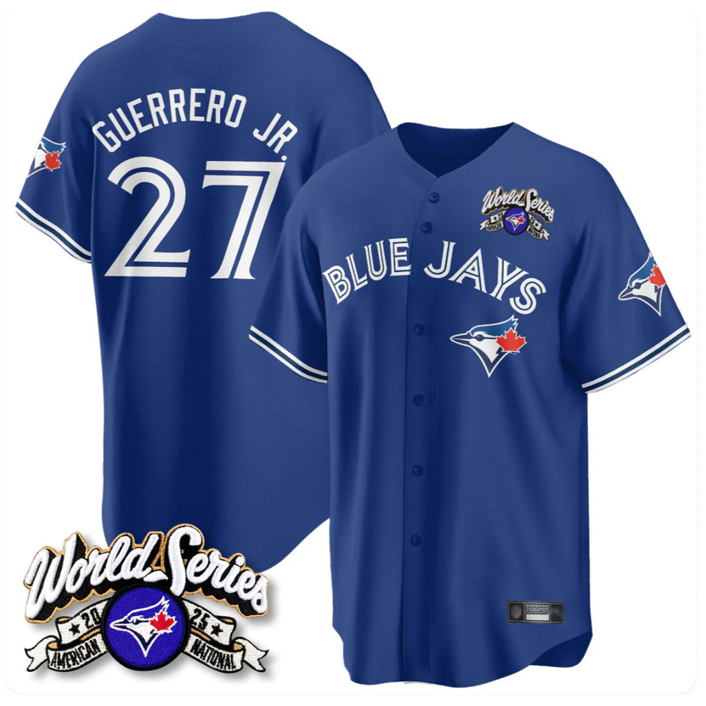 Kdoa T.Blue Jays #27 Vladimir Guerrero Jr Player Navy 2025 American League All Stitched Jerseys