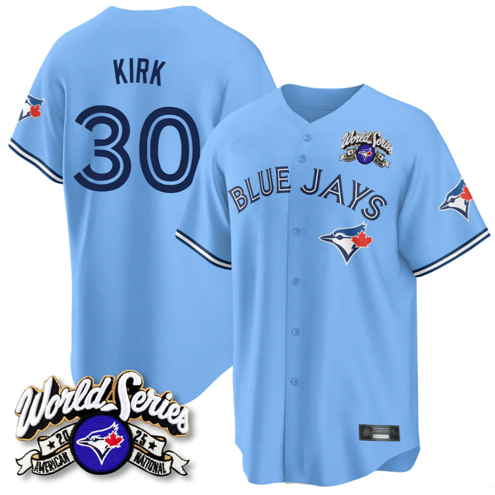 Kdoa T.Blue Jays #30 Alejandro Kirk Player Blue 2025 American League All Stitched Jerseys