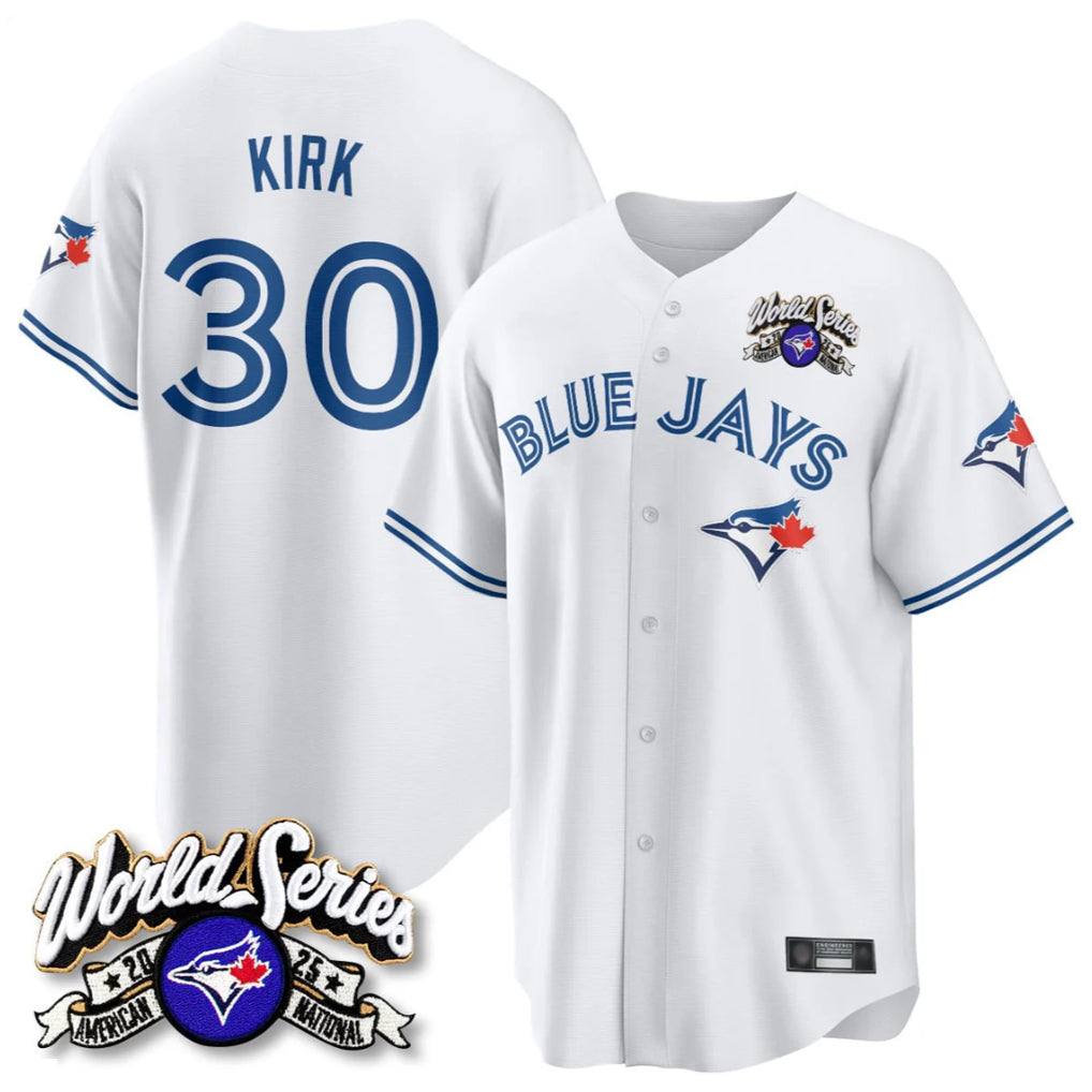 Kdoa T.Blue Jays #30 Alejandro Kirk Player White 2025 American League All Stitched Jerseys