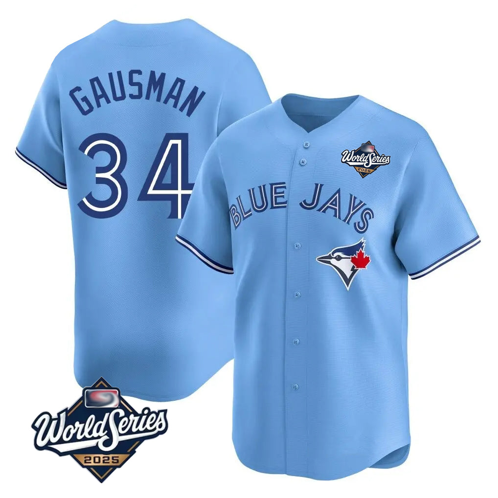 Kdoa T.Blue Jays #34 Kevin Gausman Player Blue 2025 World Series Limited Stitched Jerseys