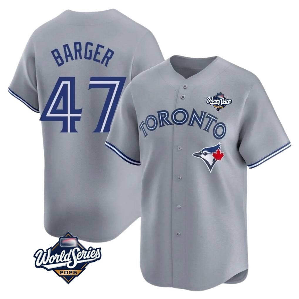 Kdoa T.Blue Jays #47 Addison Barger Player Gray 2025 World Series Stitched Jerseys