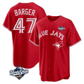 Kdoa T.Blue Jays #47 Addison Barger Player Red 2025 World Series Game Stitched Jerseys