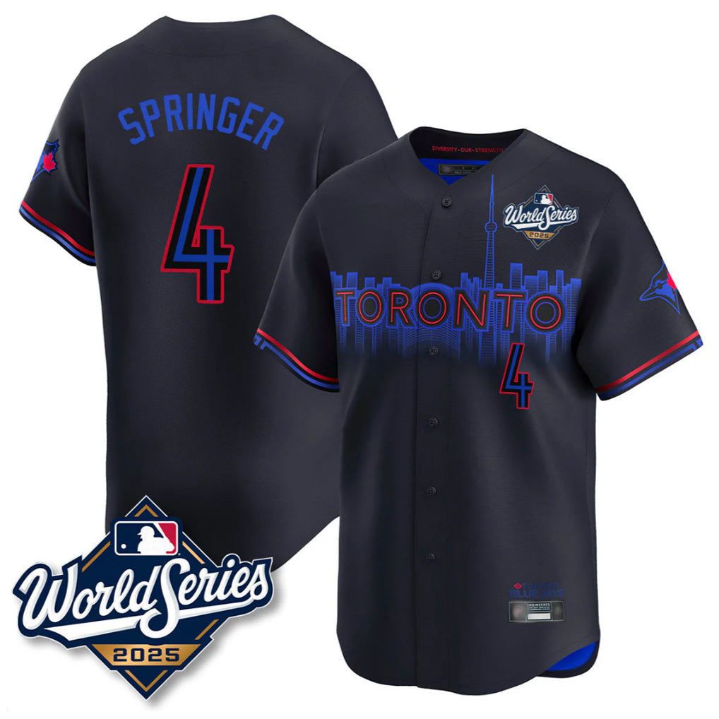 Kdoa T.Blue Jays #4 George Springer Player Black 2025 World Series City Connect Stitched Jerseys