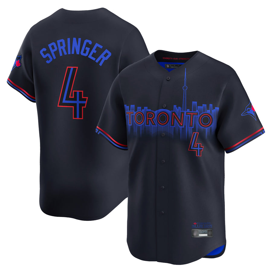 Kdoa T.Blue Jays #4 George Springer Player Black City Connect Limited Stitched Jerseys