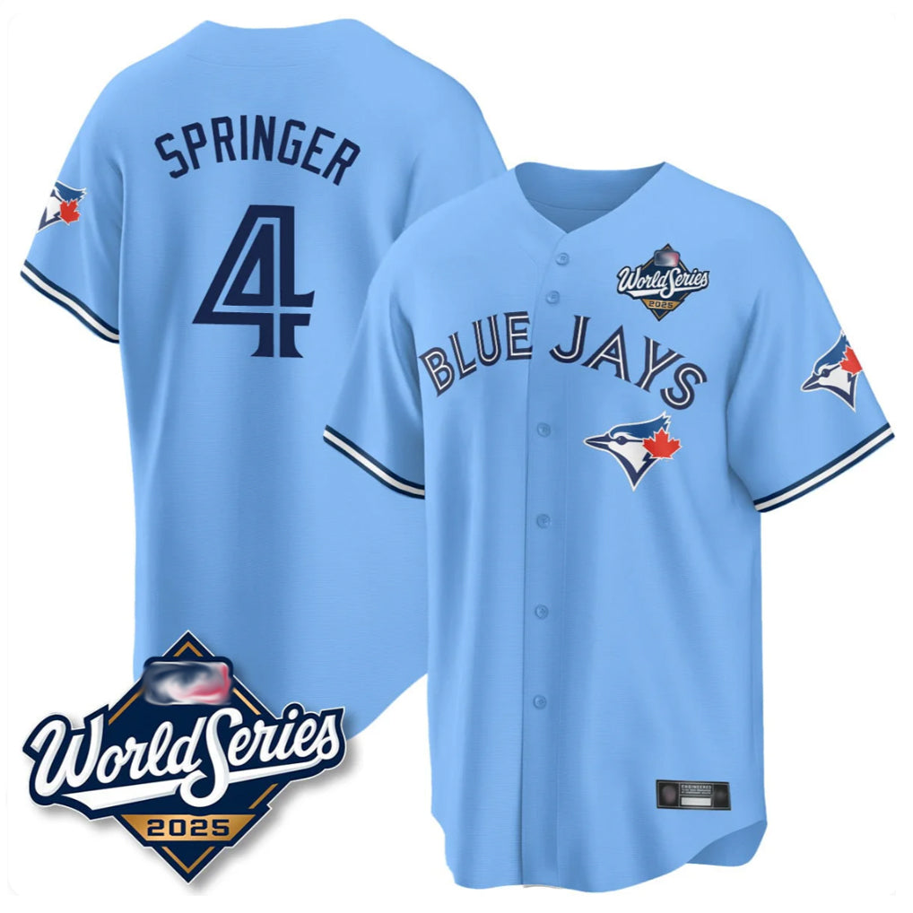 Kdoa T.Blue Jays #4 George Springer Player Blue 2025 World Series Limited Stitched Jerseys