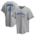 Kdoa T.Blue Jays #4 George Springer Player Gray Home Game Stitched Jerseys
