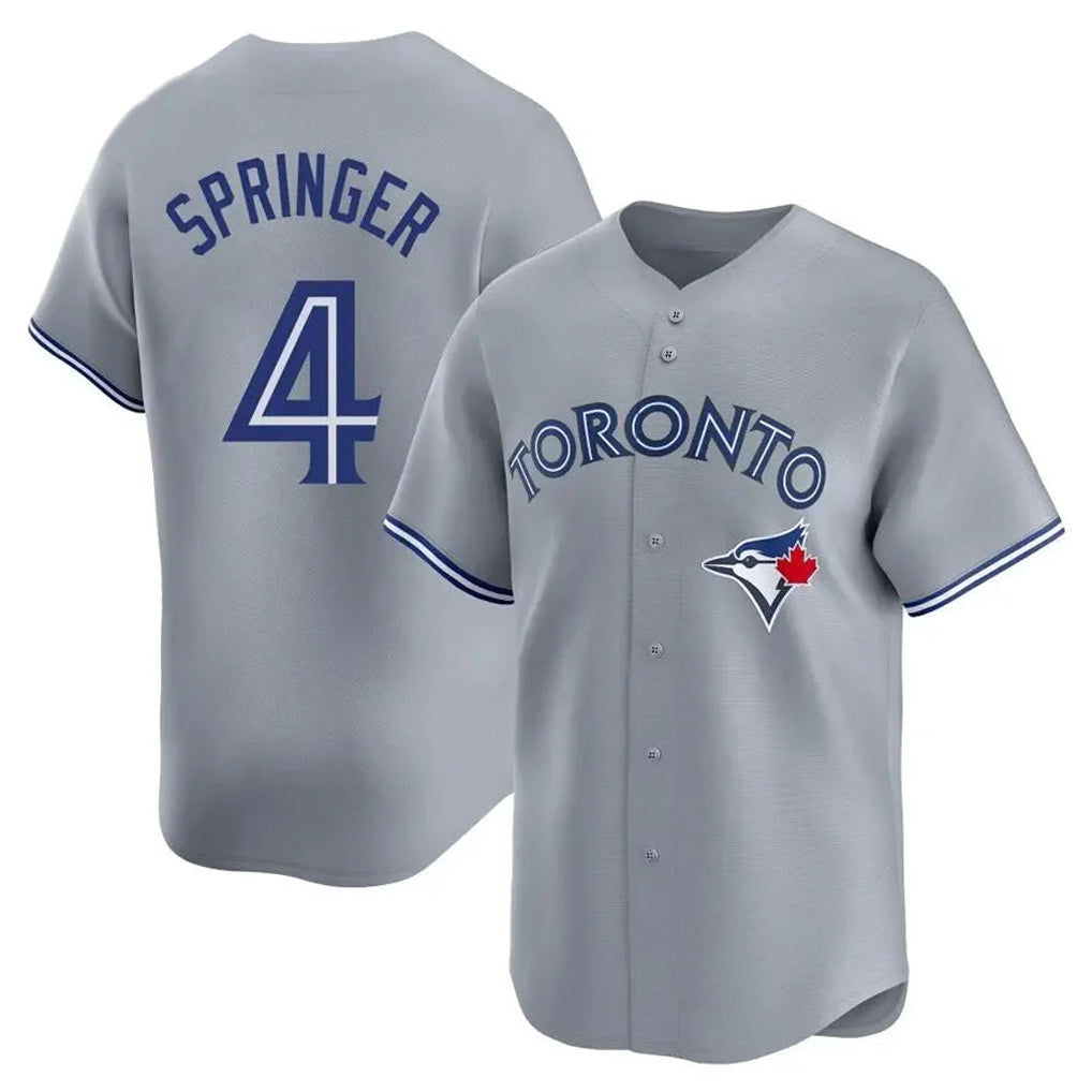 Kdoa T.Blue Jays #4 George Springer Player Gray Home Limited Stitched Jerseys