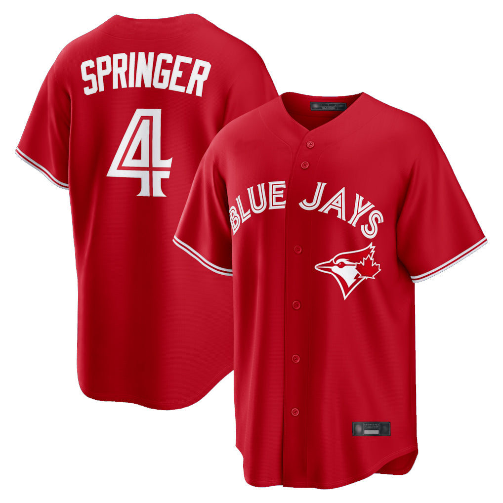 Kdoa T.Blue Jays #4 George Springer Player Red Home Game Stitched Jerseys