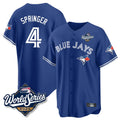 Kdoa T.Blue Jays #4 George Springer Player Royal 2025 American League Game All Stitched Jersey