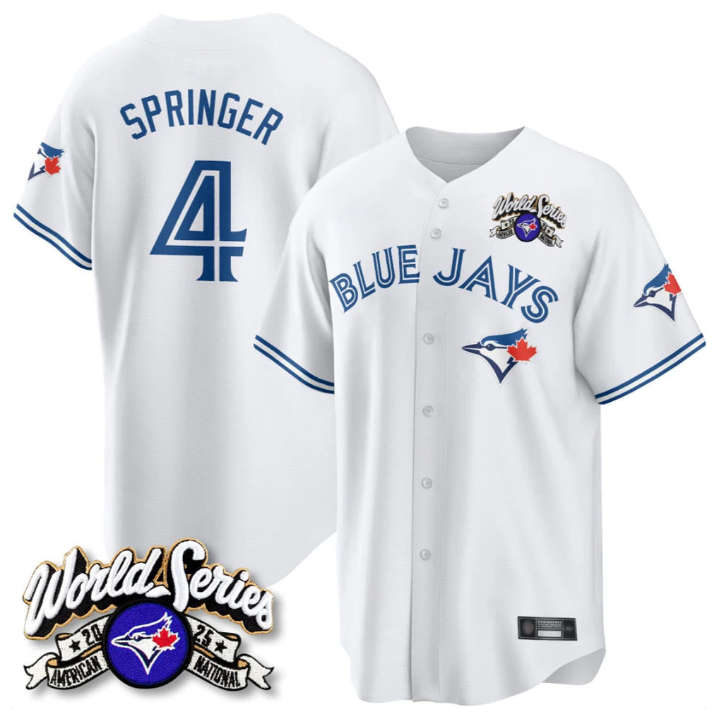 Kdoa T.Blue Jays #4 George Springer Player White 2025 American League All Stitched Jersey
