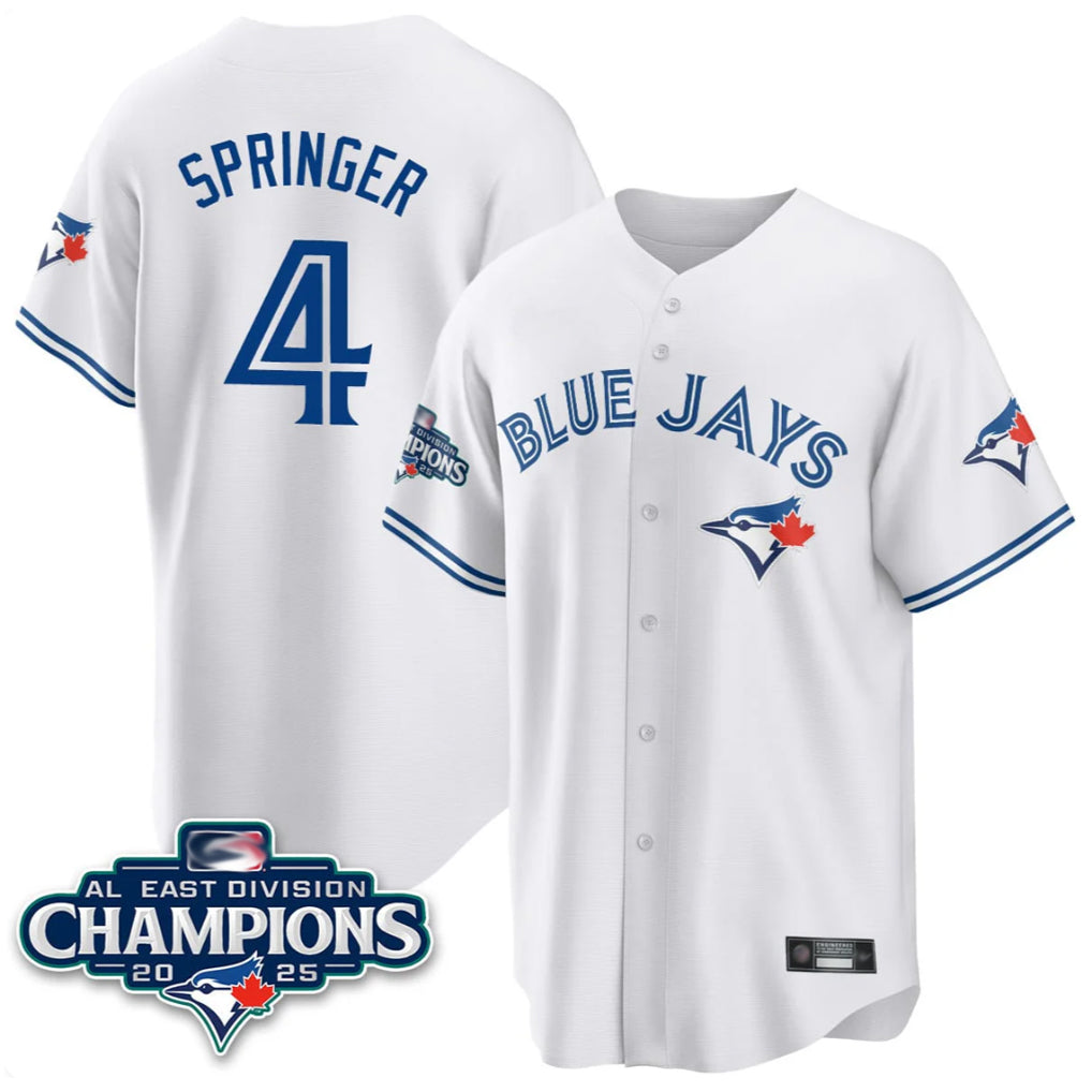 Kdoa T.Blue Jays #4 George Springer Player White 2025 World Series Stitched Jerseys