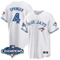 Kdoa T.Blue Jays #4 George Springer Player White 2025 World Series Stitched Jerseys