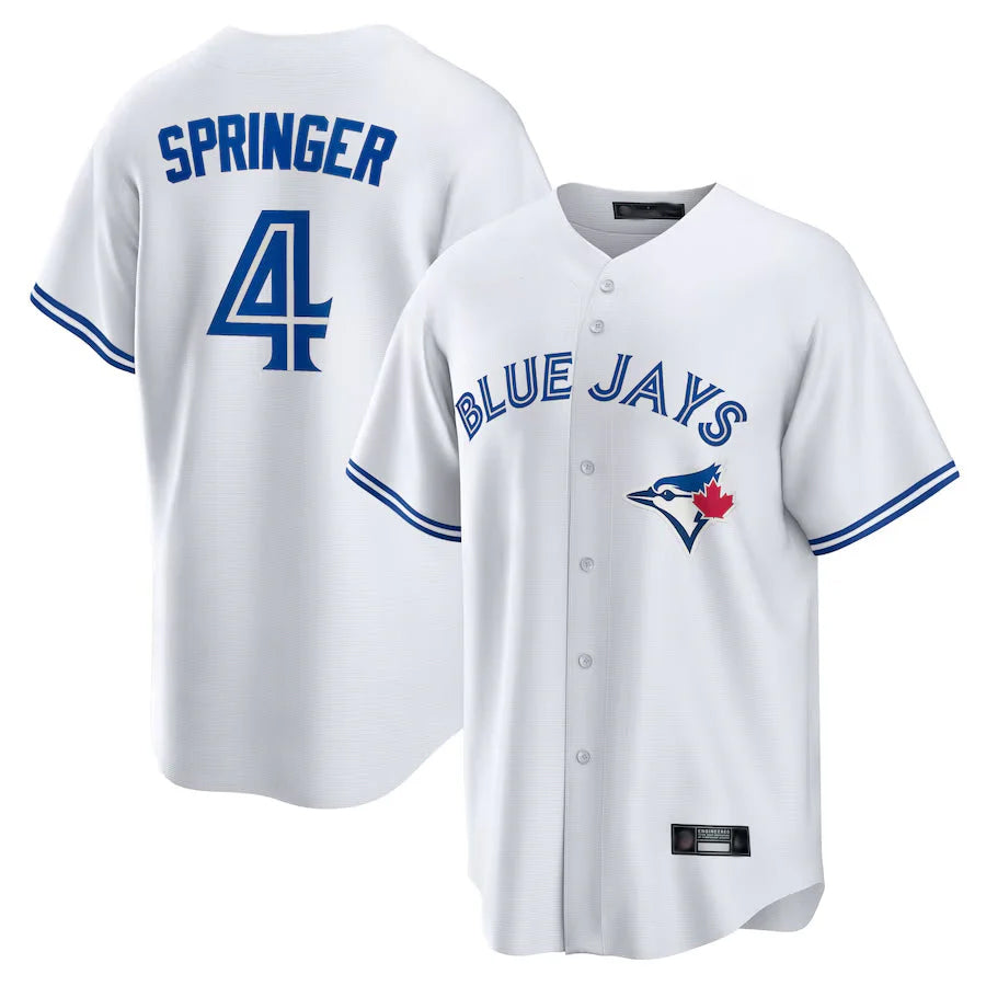 Kdoa T.Blue Jays #4 George Springer Player White Home Game Stitched Jerseys